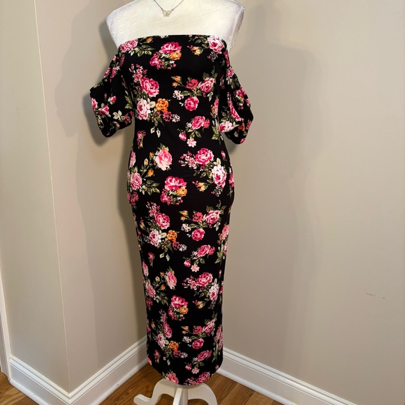 NWT SHEIN Modely Floral Off Shoulder Wiggle Dress M - Picture 2 of 7